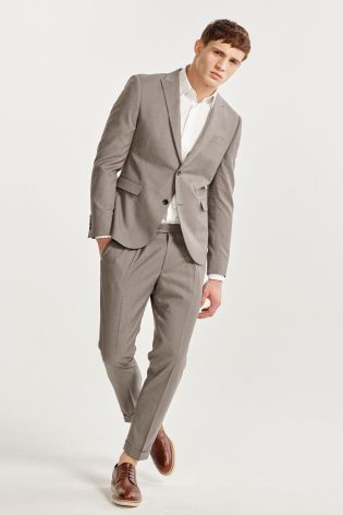 Taupe Skinny Fit Suit: Jacket